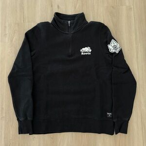 Roots Banff Black Quarter Zip, Women's XS